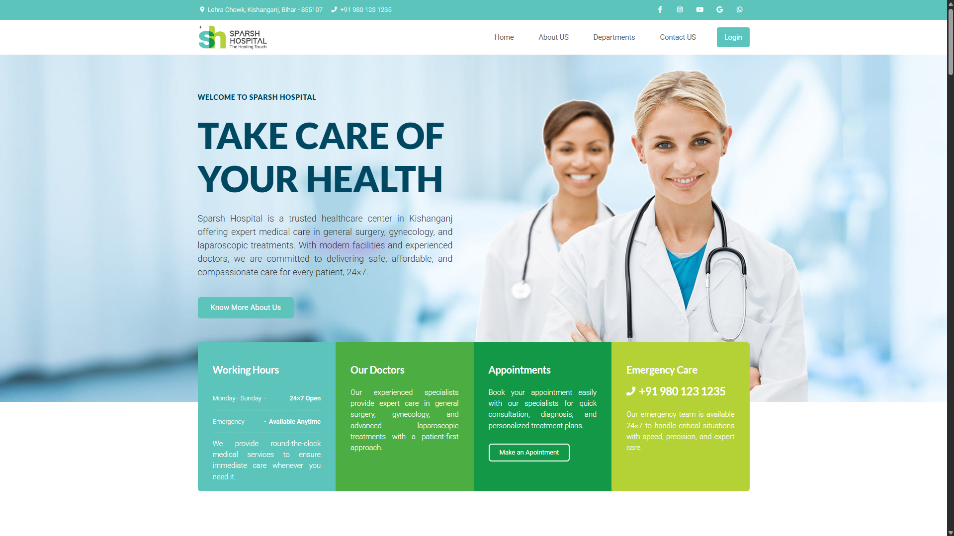 Showcase image for project: Sparsh Hospital developed by Friendly Infotech